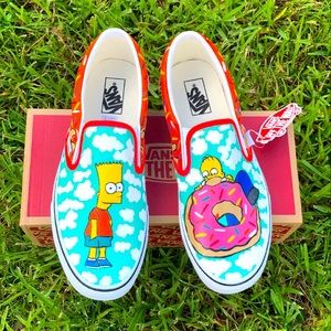 Painted Vans Classic Slip-On Custom The Simpsons✨